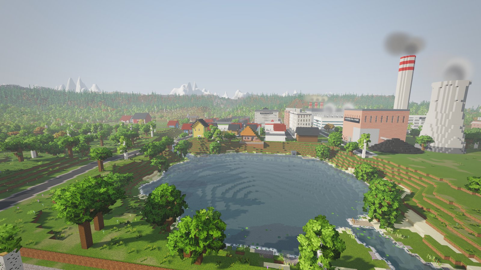 The Millbrook valley: the lake, the town, the coal plant and the mountains